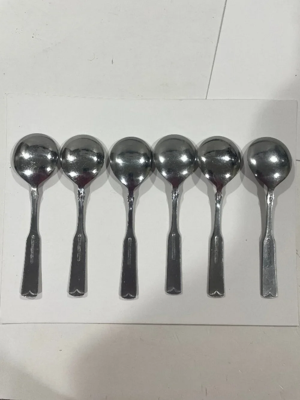 VTG 6 Oneida Royal Provencial 56 Silver Plate Soup Spoons Fiddler Pattern MCM